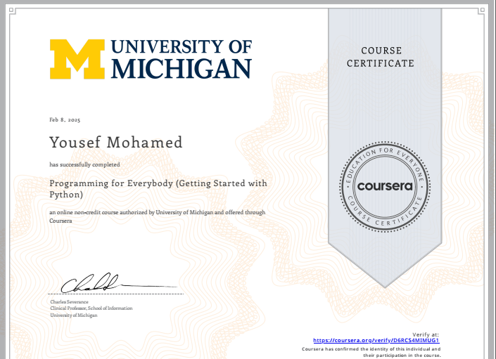 University of Michigan Certification